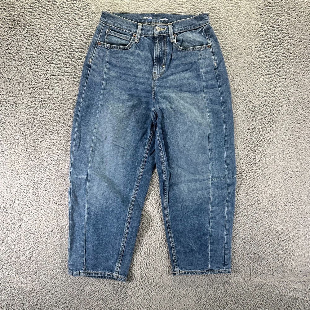 Old Navy Jeans Womens 4 Blue Cotton Denim Tapered Capri Barrel Curvy Stretch